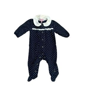 Navy Polka Dotted Infant Juicy Couture Footie Pajamas